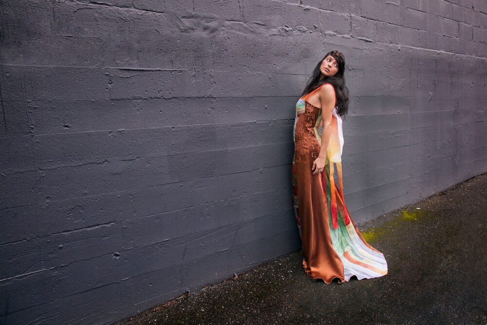 Handdyed Wedding Dress, Colorful Silk Boho Satin Bridal Gown, Beach Dress