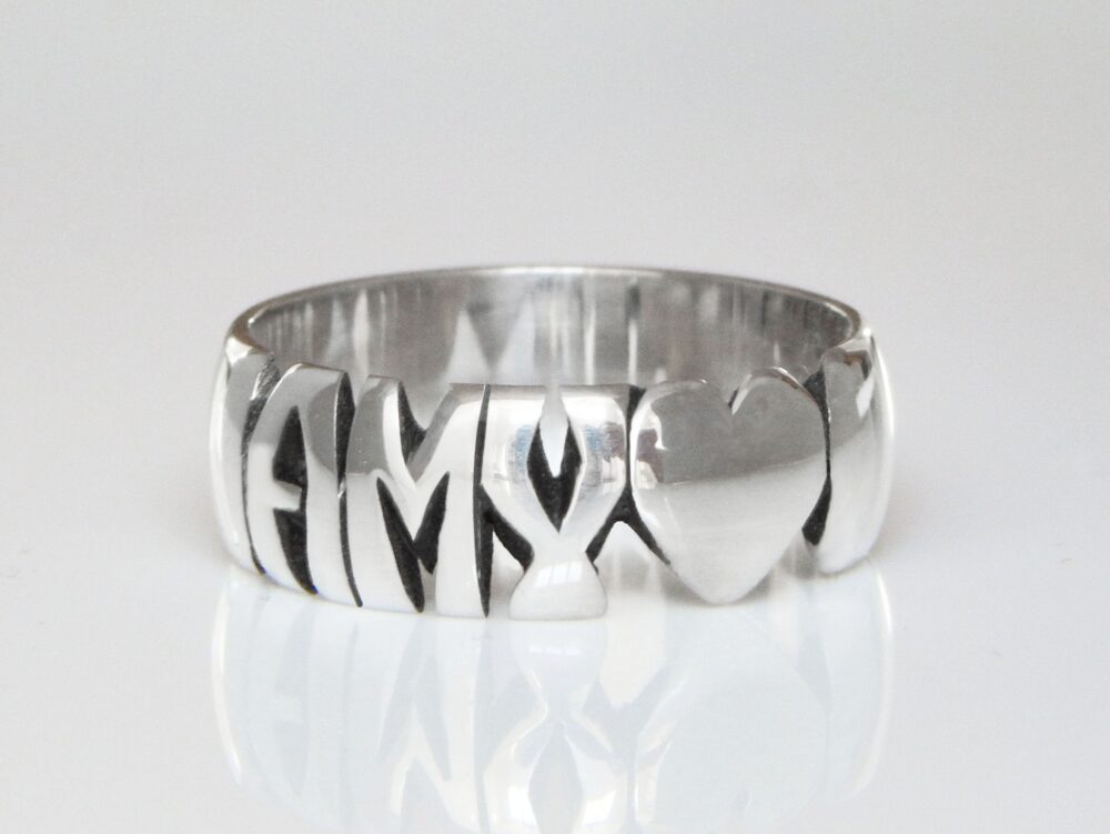 Handmade Sterling Silver Name Ring Personalized Carved Band