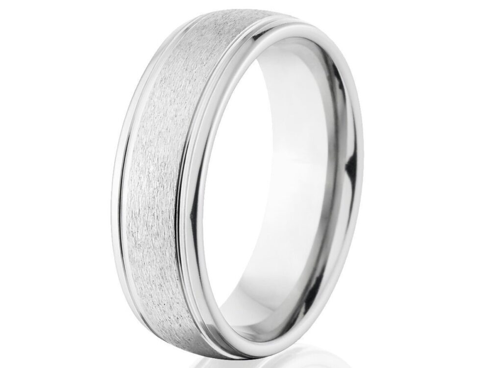 Cobalt Chrome Men's Wedding Band, 7mm Textured Comfort Fit Ring, Handcrafted USA Made