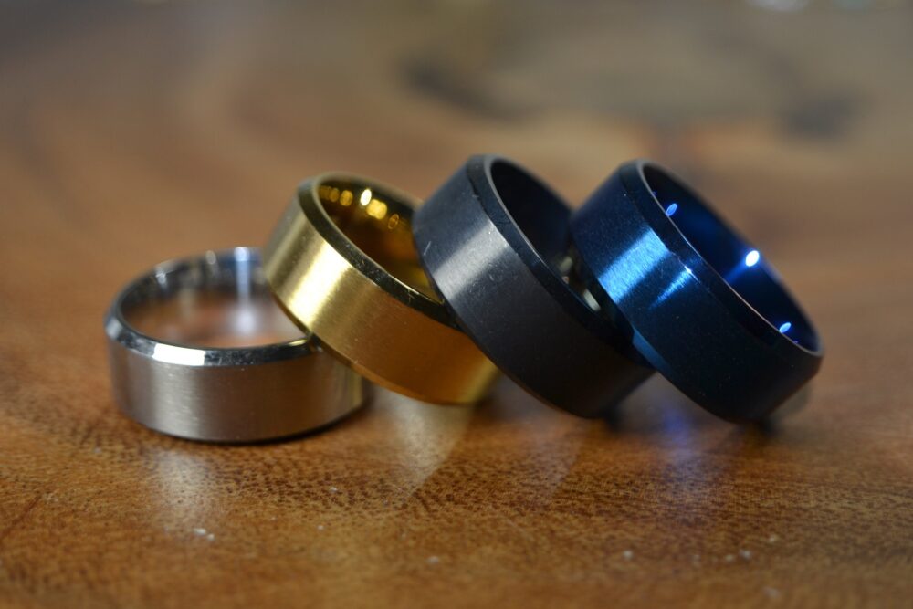 Stainless Steel Ring in Silver, Gold, Black, Or Blue // Vacation Band, Simple, Everyday Modern Wedding Band Unisex