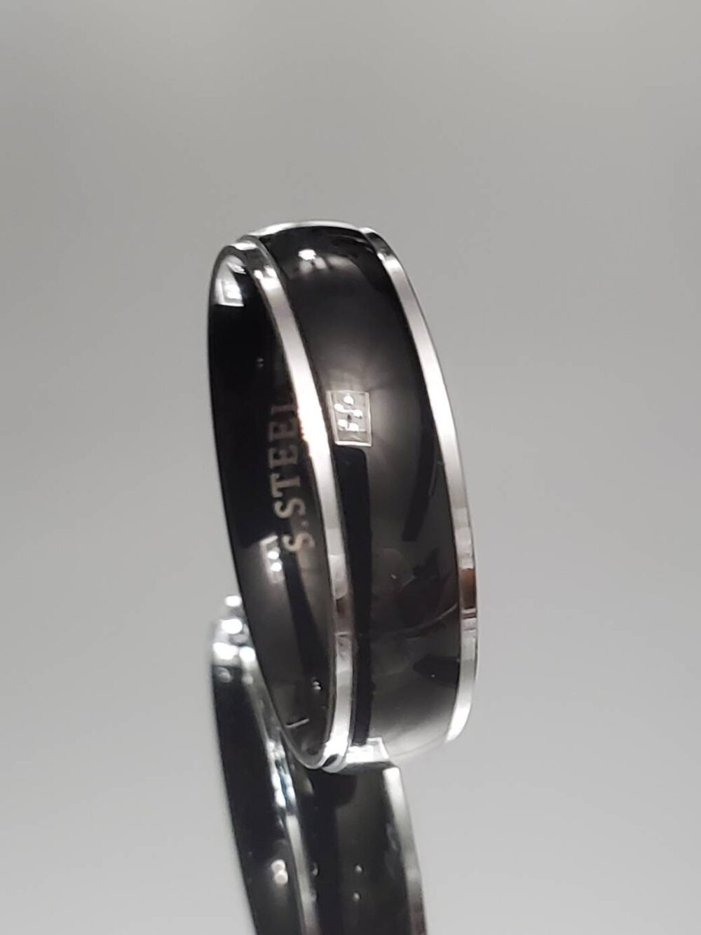 Black Onyx Stainless Steel Ring 5mm Unisex Wedding Band