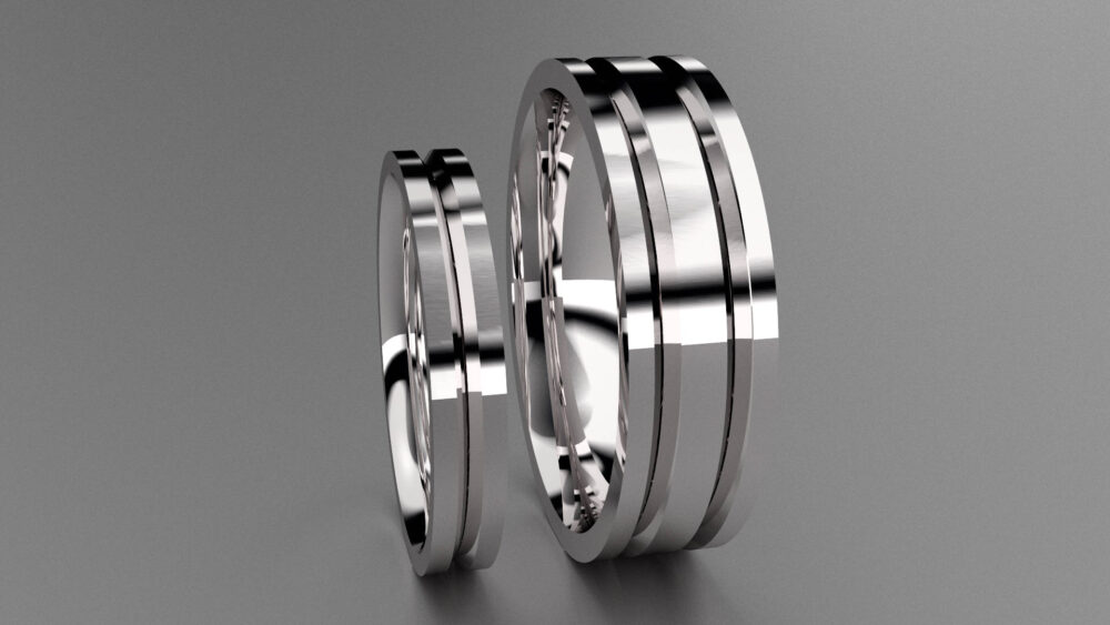 Silver His & Hers 6mm & 3mm Wedding Band Set, 925 Sterling Mens Ladies Matching Simple Unique Channels Comfort Fit
