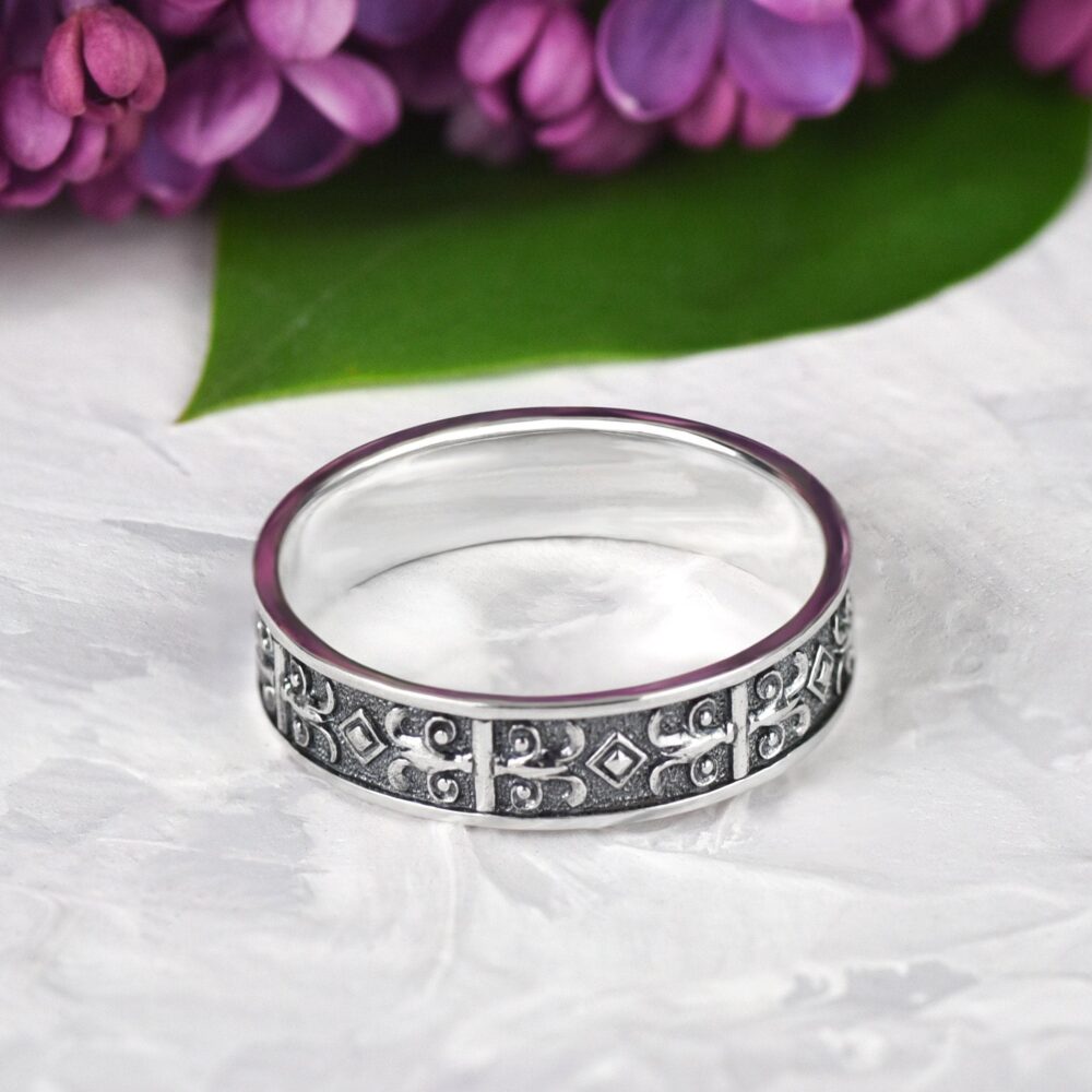 sterling Silver Celtic Mens Wedding Band - Matte Finish