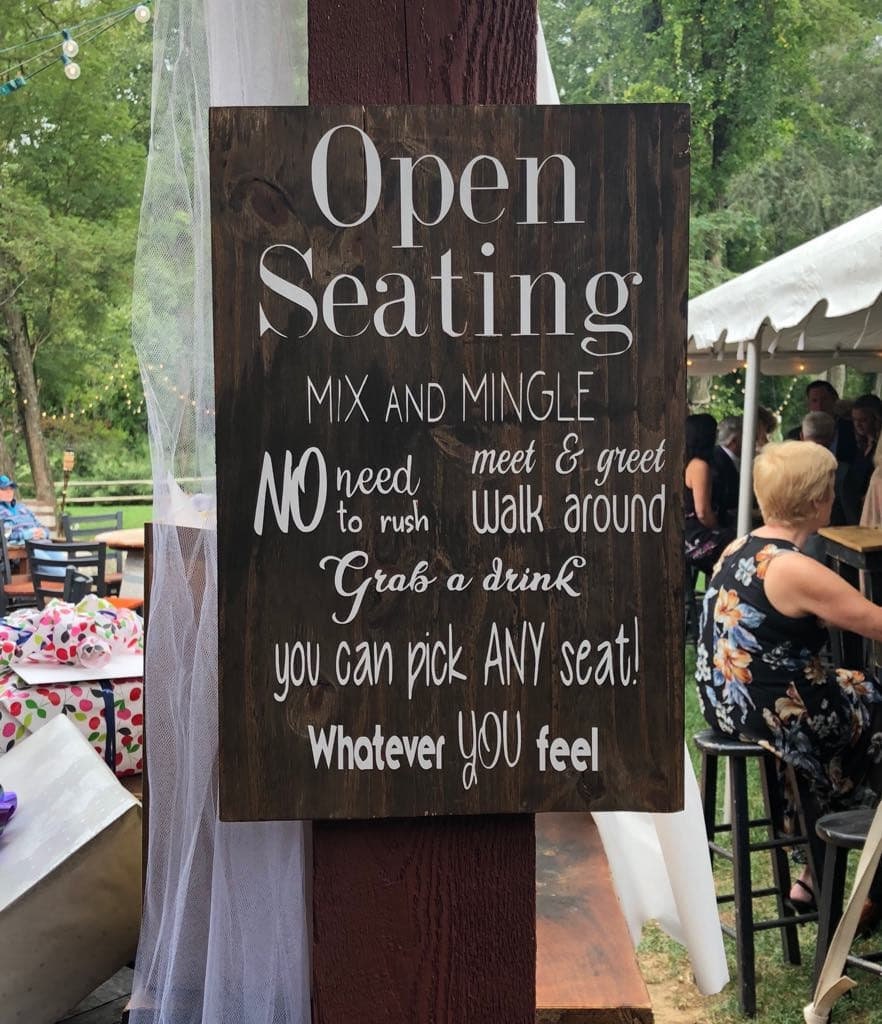 Open Seating Wedding Sign, 10"x15", Rustic Wooden Sign