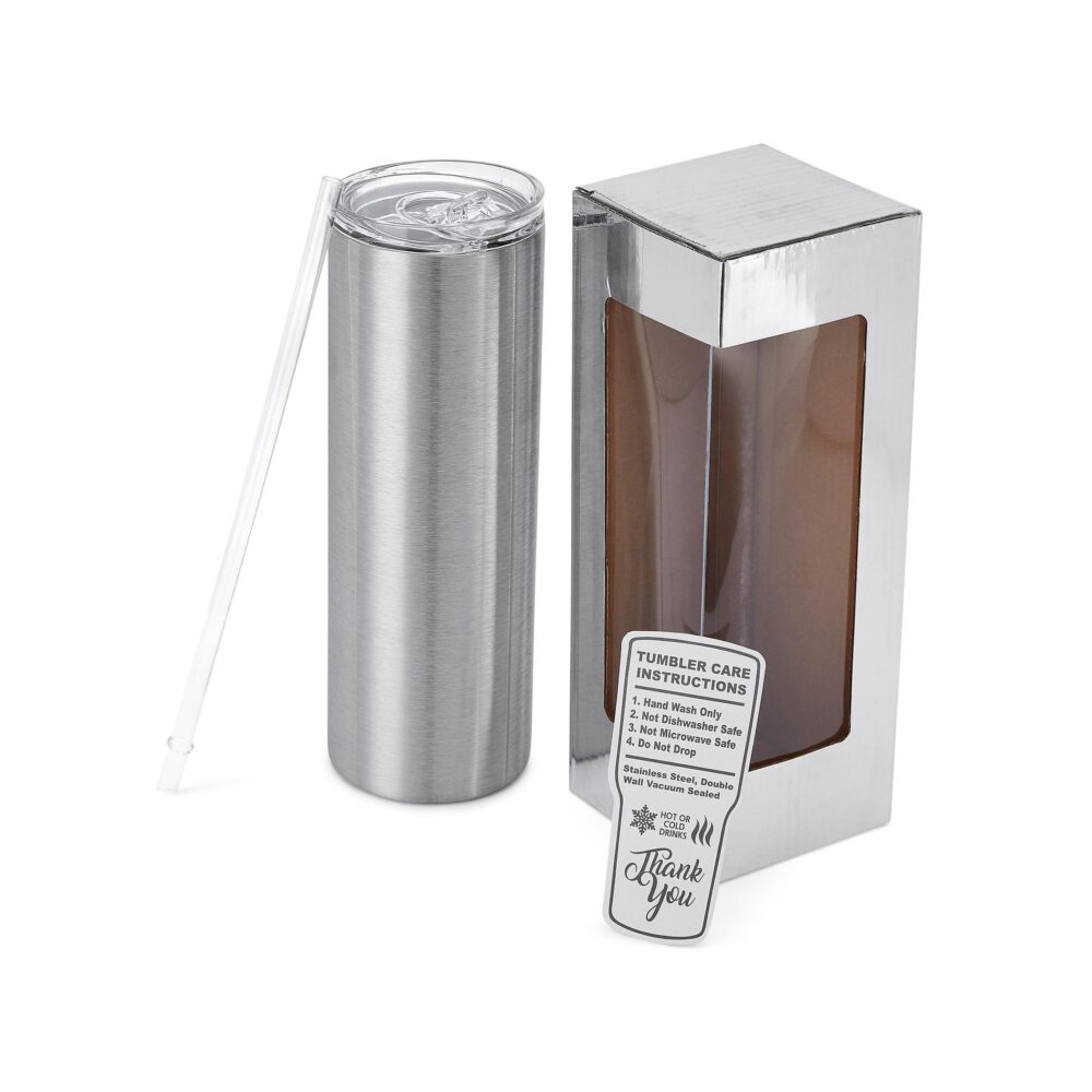 Stainless Steel 20 Oz Pre-Sanded Tumbler With Straw & Lid, For Crafting Diy Personalization - Epoxy, Uv Dtf, Vinyl, Laser Engraving