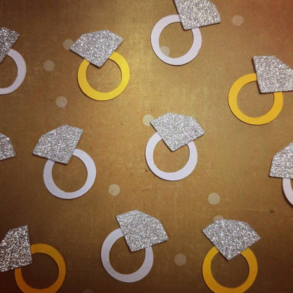50 Ct. Glitter Wedding Ring Confetti /Diamond Decor /Engagement Party /Wedding Table Scatter /Bridal Shower