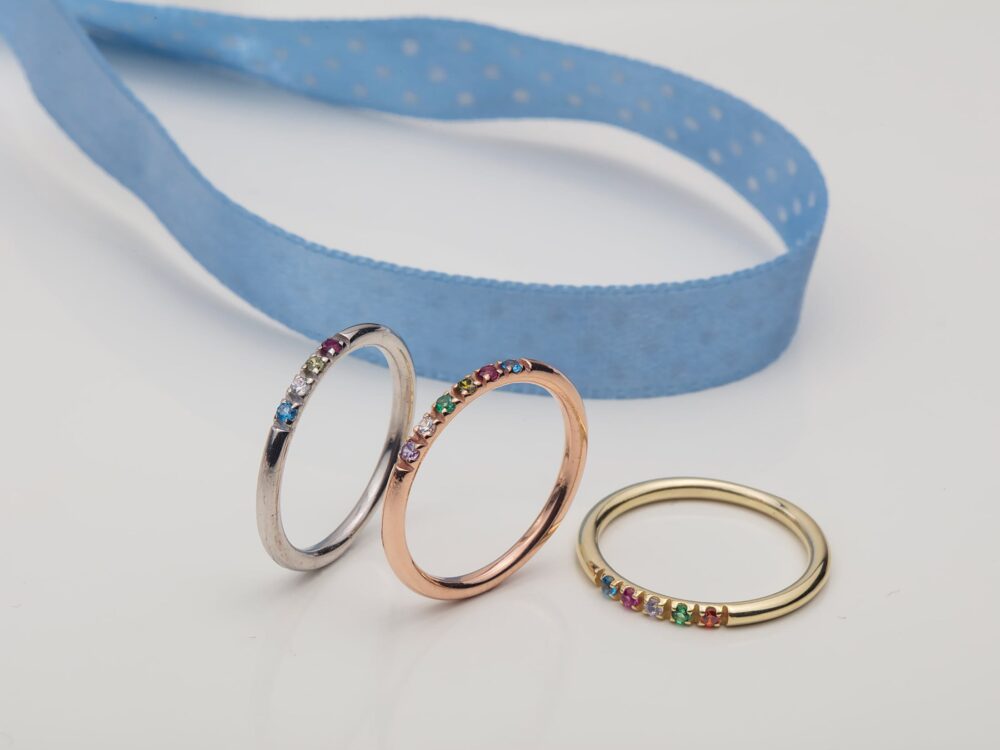 Sterling Silver Family Birthstone Ring Personalized Multi Stone Ring