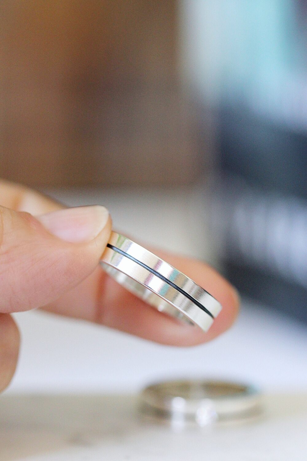 Wedding Band - Bauhaus Modern Band, Silver Ring, Men's Women's