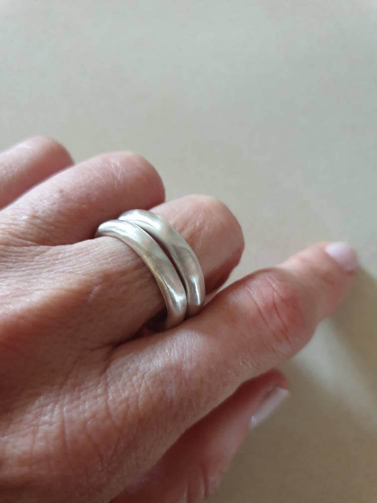 Wedding Band Women, Simple Ring Band, Silver Wedding Ring, Asymmetric Men's Men, Stacking Rings, Chunky Unisex