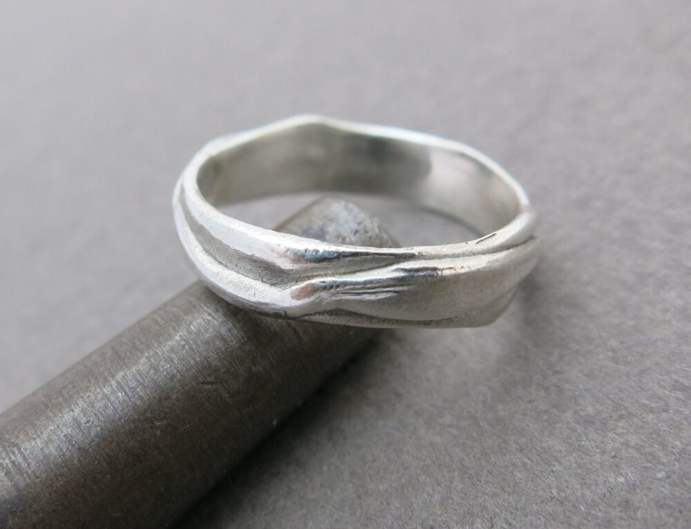 Silver Ring, Wedding Band, Band Silver, Men, Modern Silver Rustic Unique Boho, Textured