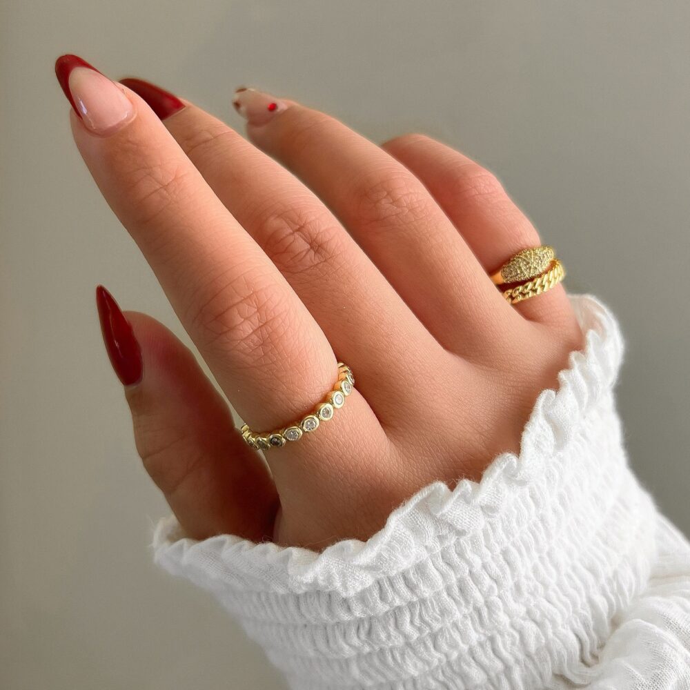 18K Gold Wedding Bands Engagement Ring Women Rings For Eternity Band Stacking Mom Gift Her