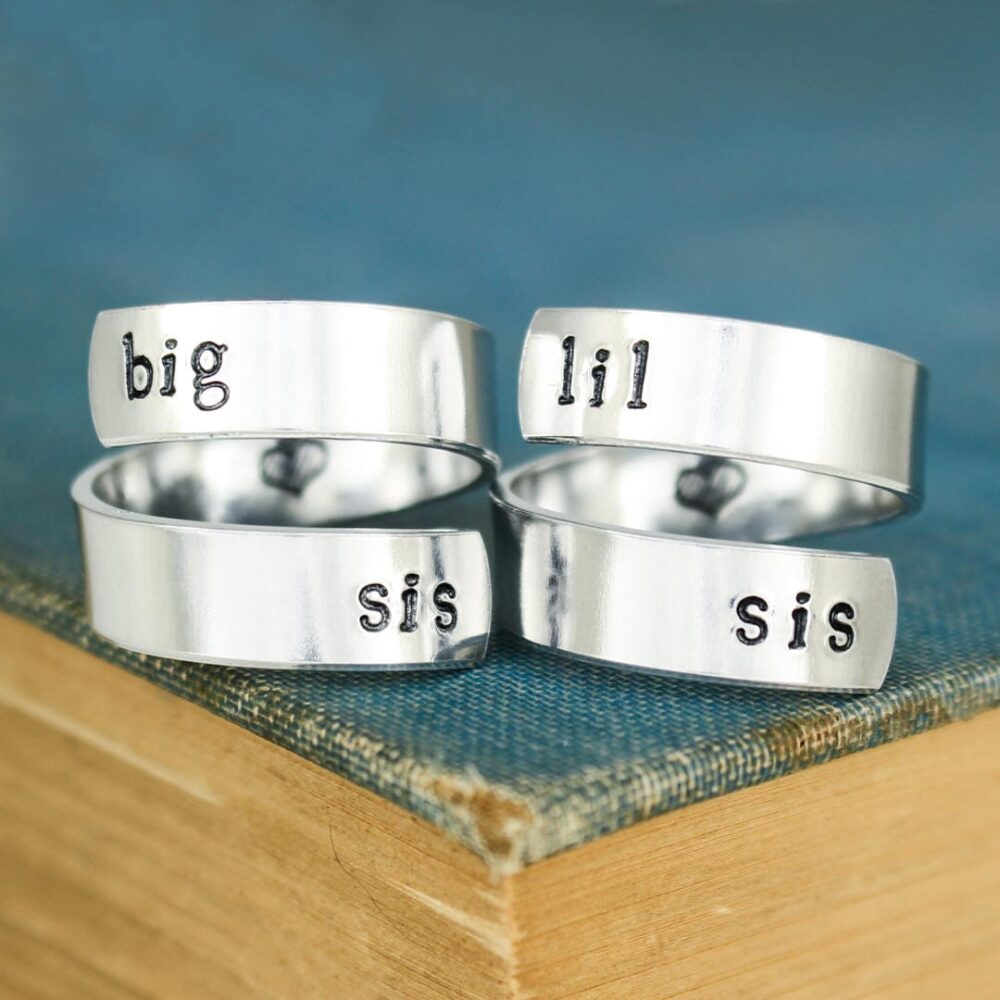 Sister Rings Hand Stamped Aluminum Rings For Big & Little Sis