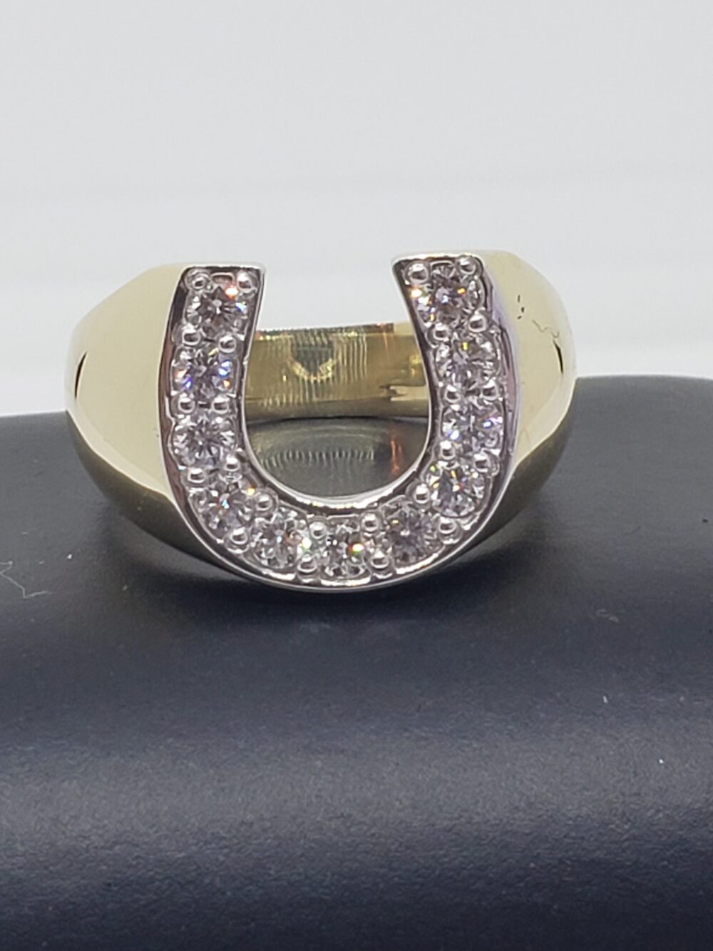 14K Yellow Gold Diamond Horseshoe Ring