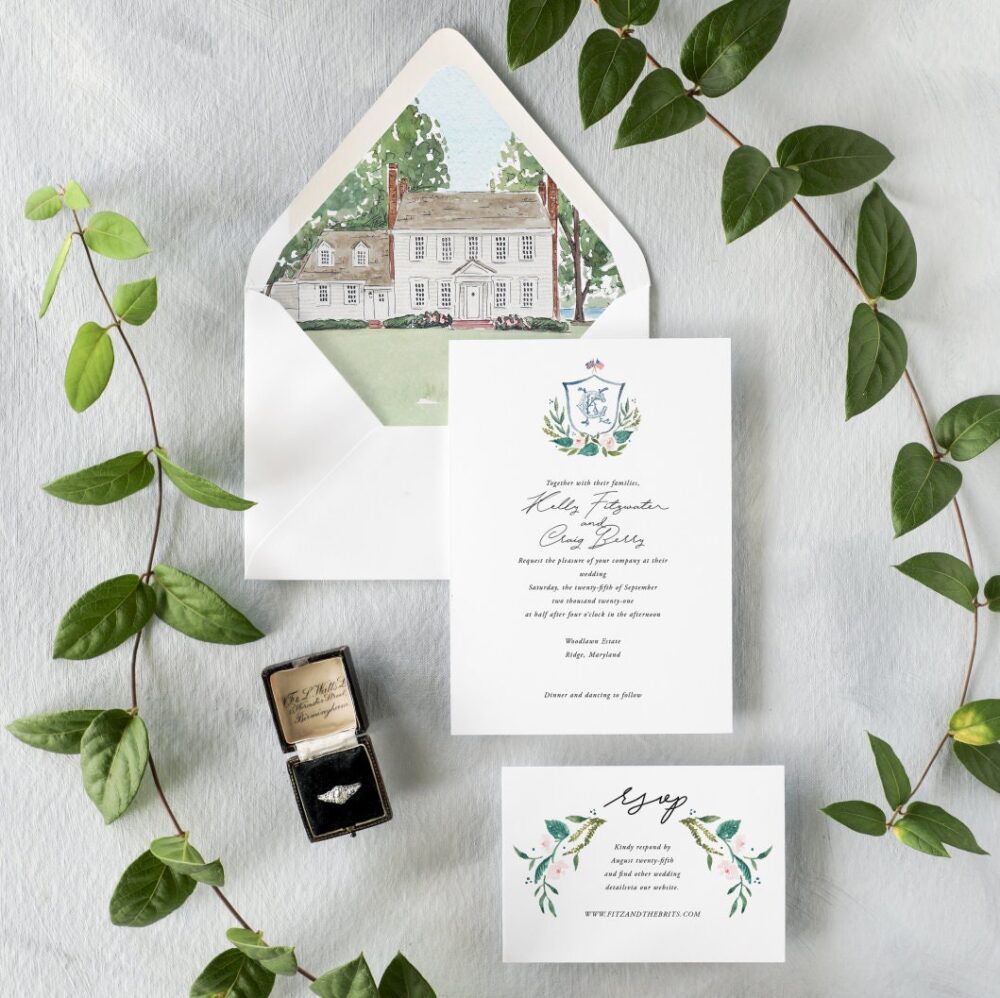 Custom Illustrated Wedding Invitation Hand Painted Invitation, Digital Printable Diy Invites, Portrait, Wedding, Vintage Wedding