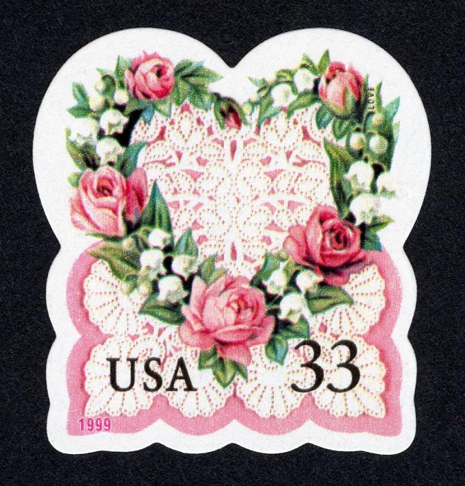 6x Love Pink Wreath Heart Roses Weddings Engagement Floral 1999 33C Unused Postage Stamp Free Shipping #1 Source Best Prices Vintage Stamps