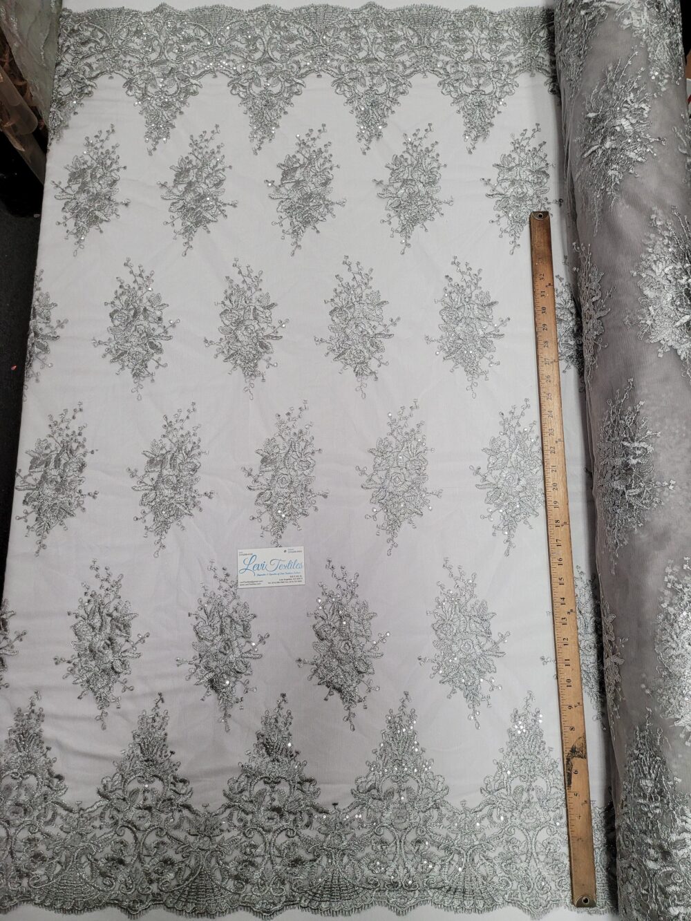 Metallic Silver Floral Embroidery W Sequins Mesh Tulle Lace Prom Sequin Fabric Wedding Bridal Evening Dress Costumes Sold By The Yard Bty