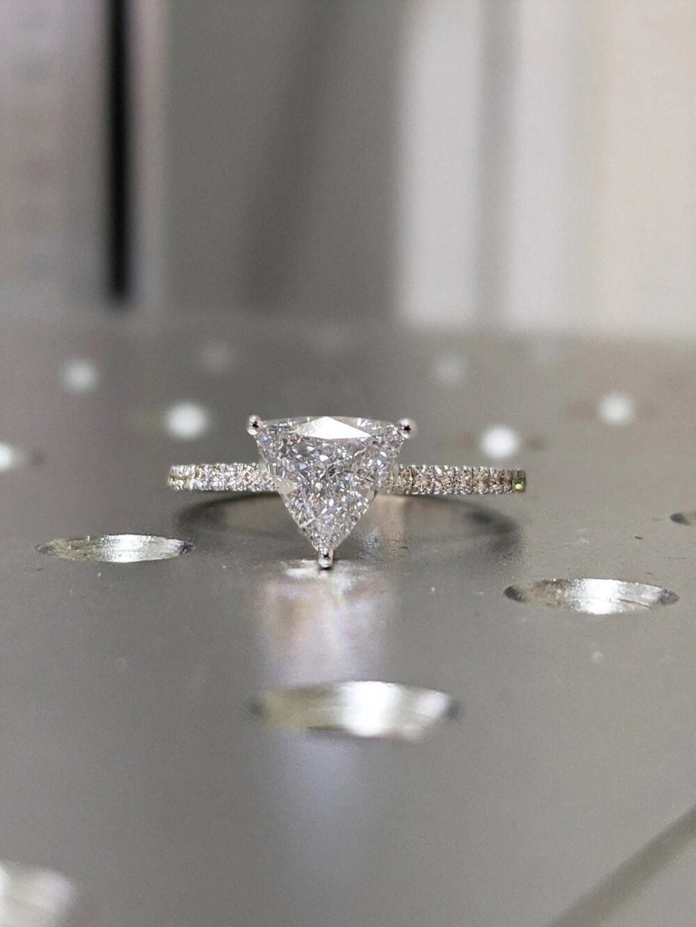 14K Solid Gold Engagement Ring /1.5Ct Trillion Moissanite Wedding Ring/Moissanite Ring/stack Ring/Promise Ring/Rose Gold