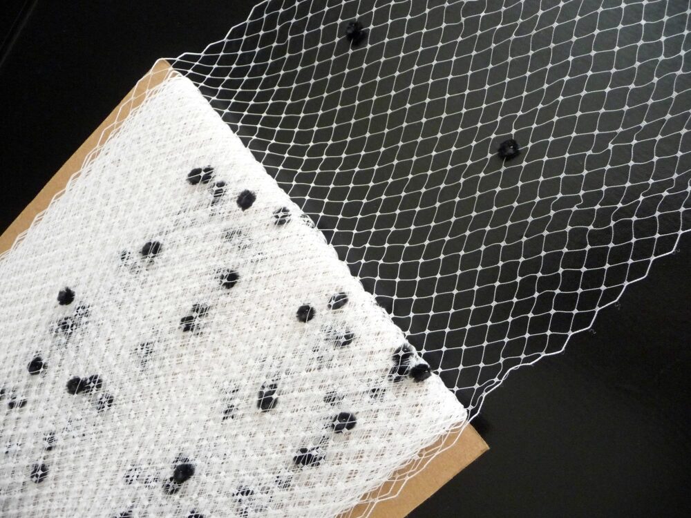 9 Inch White Veil Black Dot Veiling For Hats Millinery Chenille Spotted Birdcage Russian French Netting Diy Veils Blushers Fascinators
