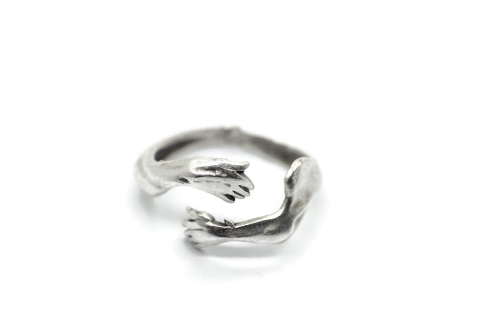 Adjustable Matt Silver Plated Hugg Me Ring Men | Heart Rings Brass Love Ring, Darling Rings, You, Hgg01