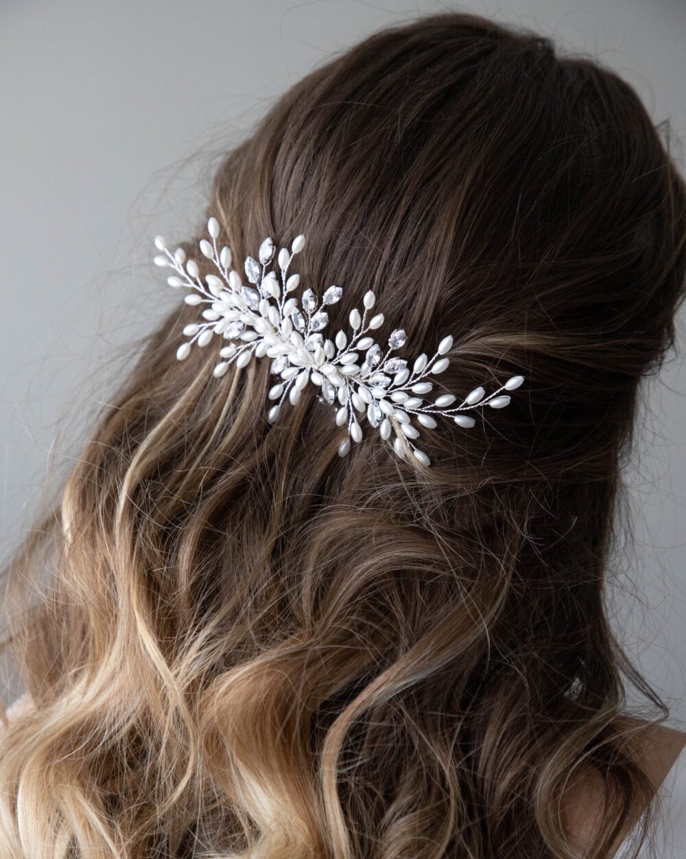 Bridal Pearl Hair Comb, Wedding Pearl Crystal Headpiece, White Silver Accessories, Bridesmaids & Prom Jewelry