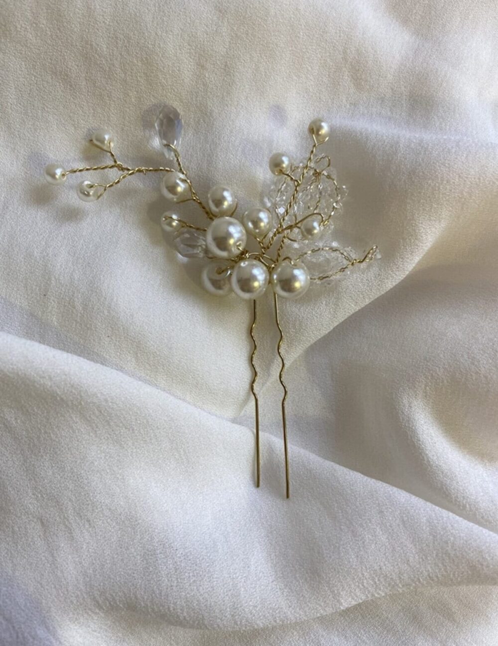 Pearl Wedding Hair Pins Crystal Bridal Clip Set Of 2