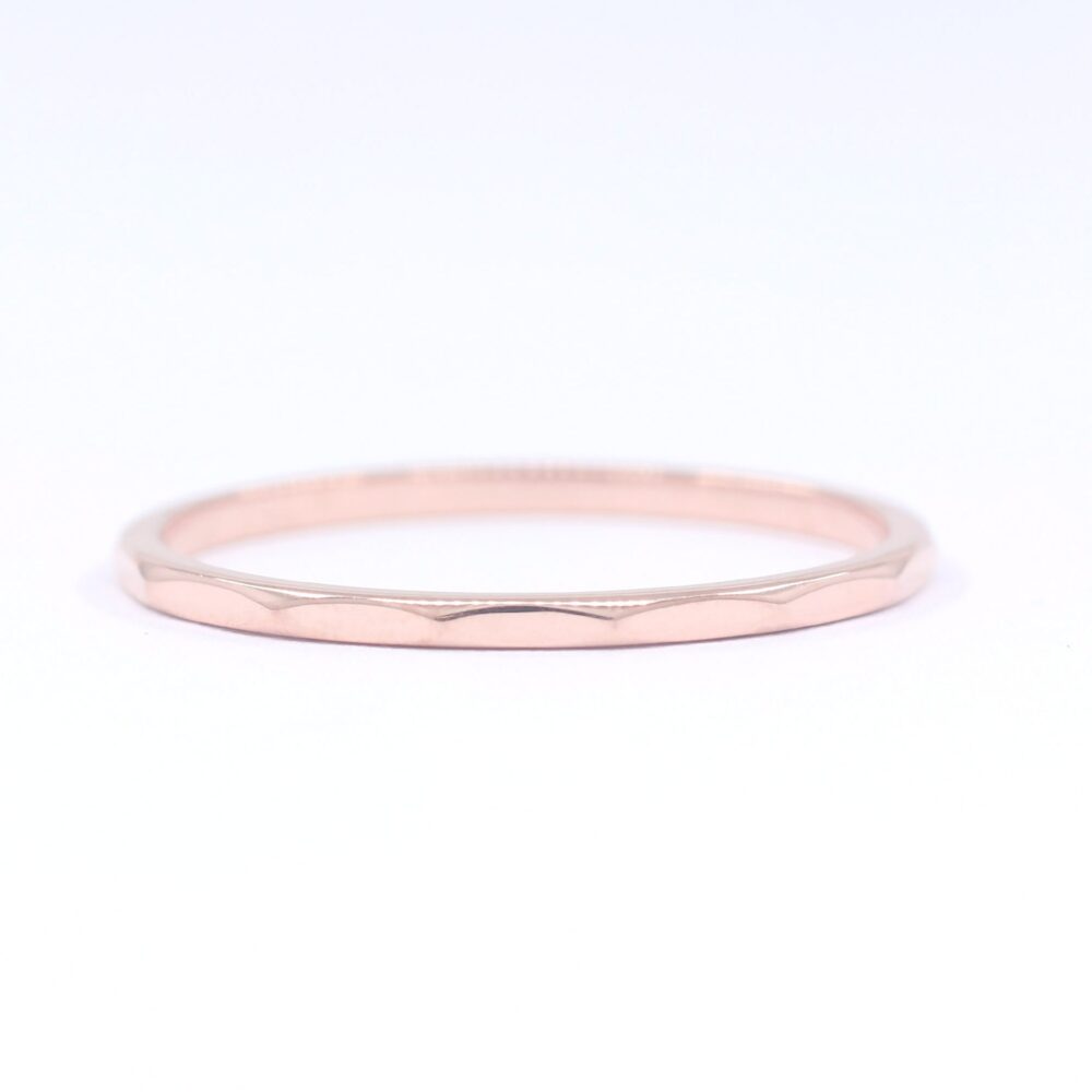 14K Solid Gold Faceted Wedding Band - 1.2mm Stacking Ring