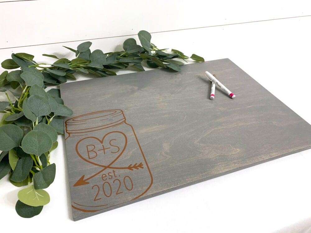 Wedding Guest Book Alternative - Rustic Book Unique Wood Guestbook -Rustic Sign Mason Jar