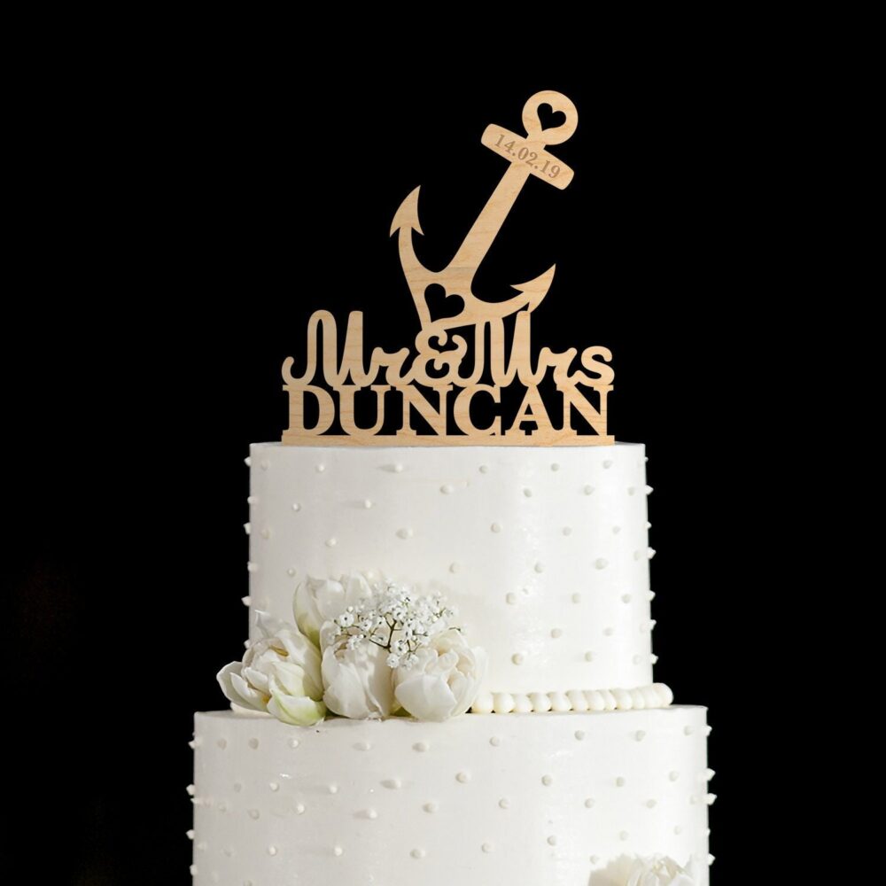 Anchor Wedding Cake Topper, Nautical Toppers, Nautical Topper, Navy Topper, Navy Topper, Last Name Topper, 92