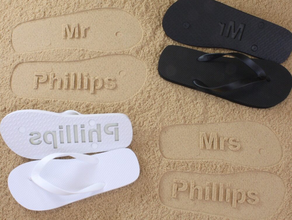 His & Her Personalized Wedding Flip Flops | Listing Is For One Pair - Available in 140+ Color Combinations