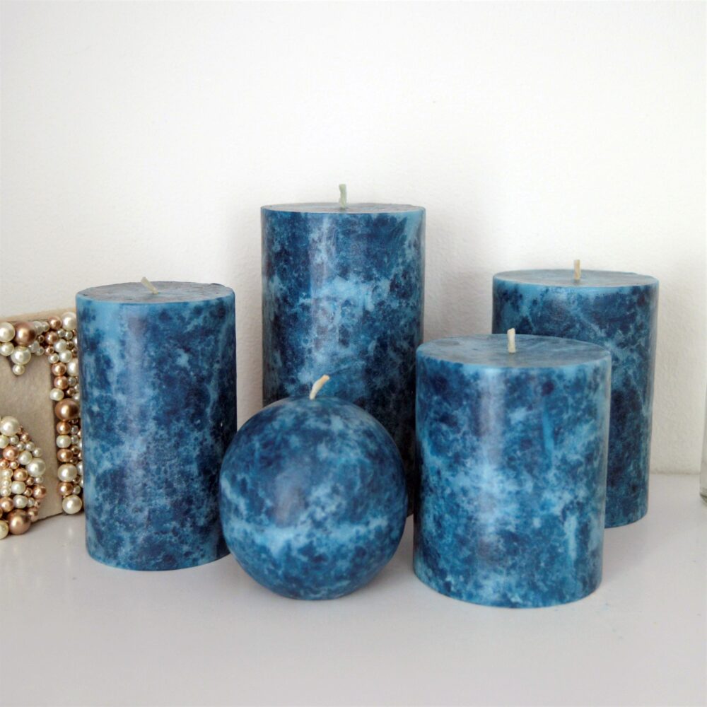 Navy Blue Pillar Candles Unique Midnight For Decor & Gift