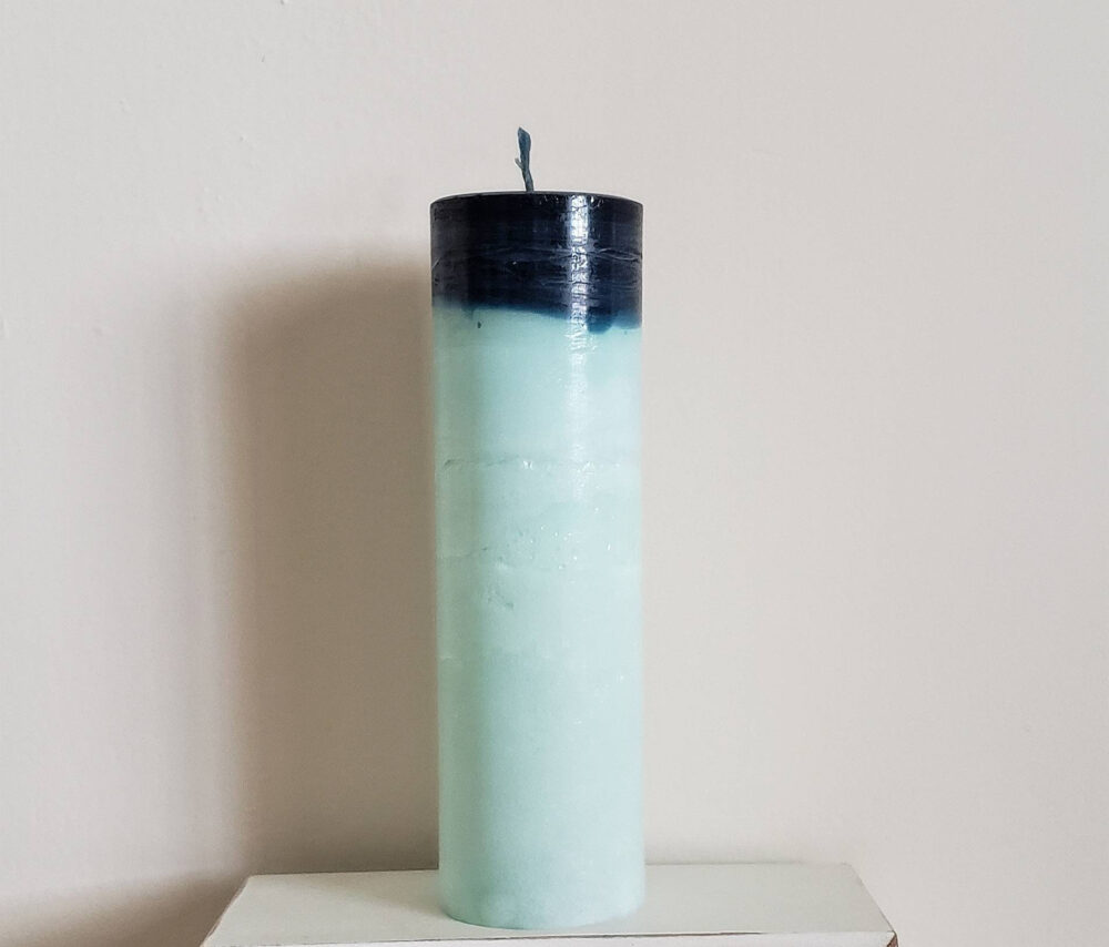 Seafoam Green & Dark Teal Beach Pillar Candle