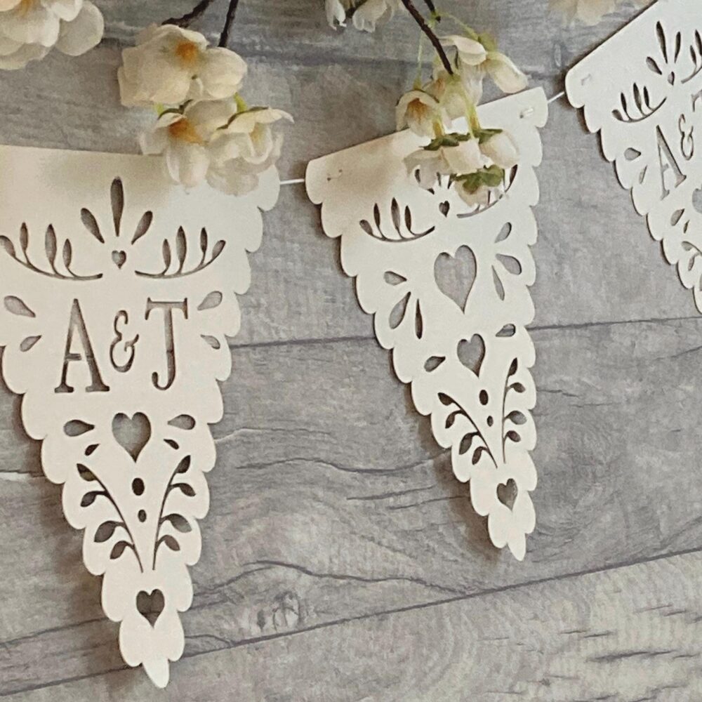 Personalised Wedding Banner With Initials, Self Assembly Banner, Diy Engagement Or Bridal Shower Bunting