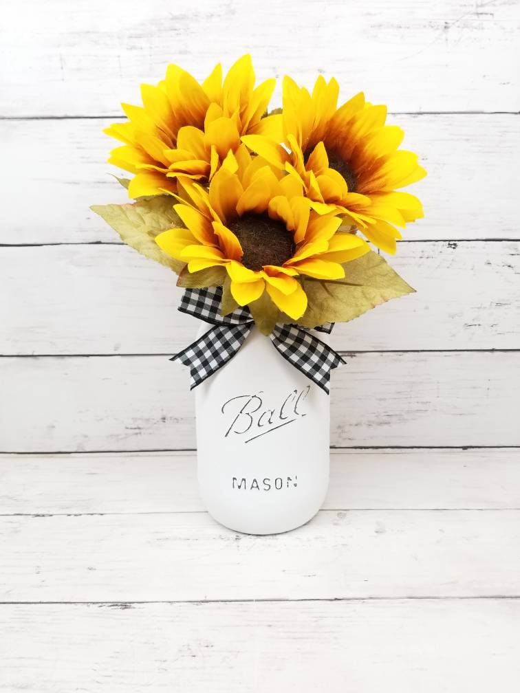 Sunflower Mason Jar Centerpiece Farmhouse Fall Decor