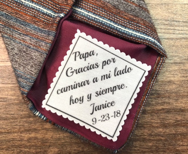 Wedding Tie Patch - Father Of The Bride Gift For Dad, Spanish, English, 2" Or 2.5" Wide Patch, Sew On Iron On, Ink Printed