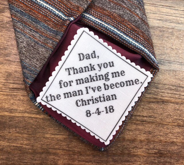 Father Of The Groom Wedding Tie Patch - Sew On, Iron Personalized Patch, From Bride, Groom, 2.5" Or 2" Wide Choose Font