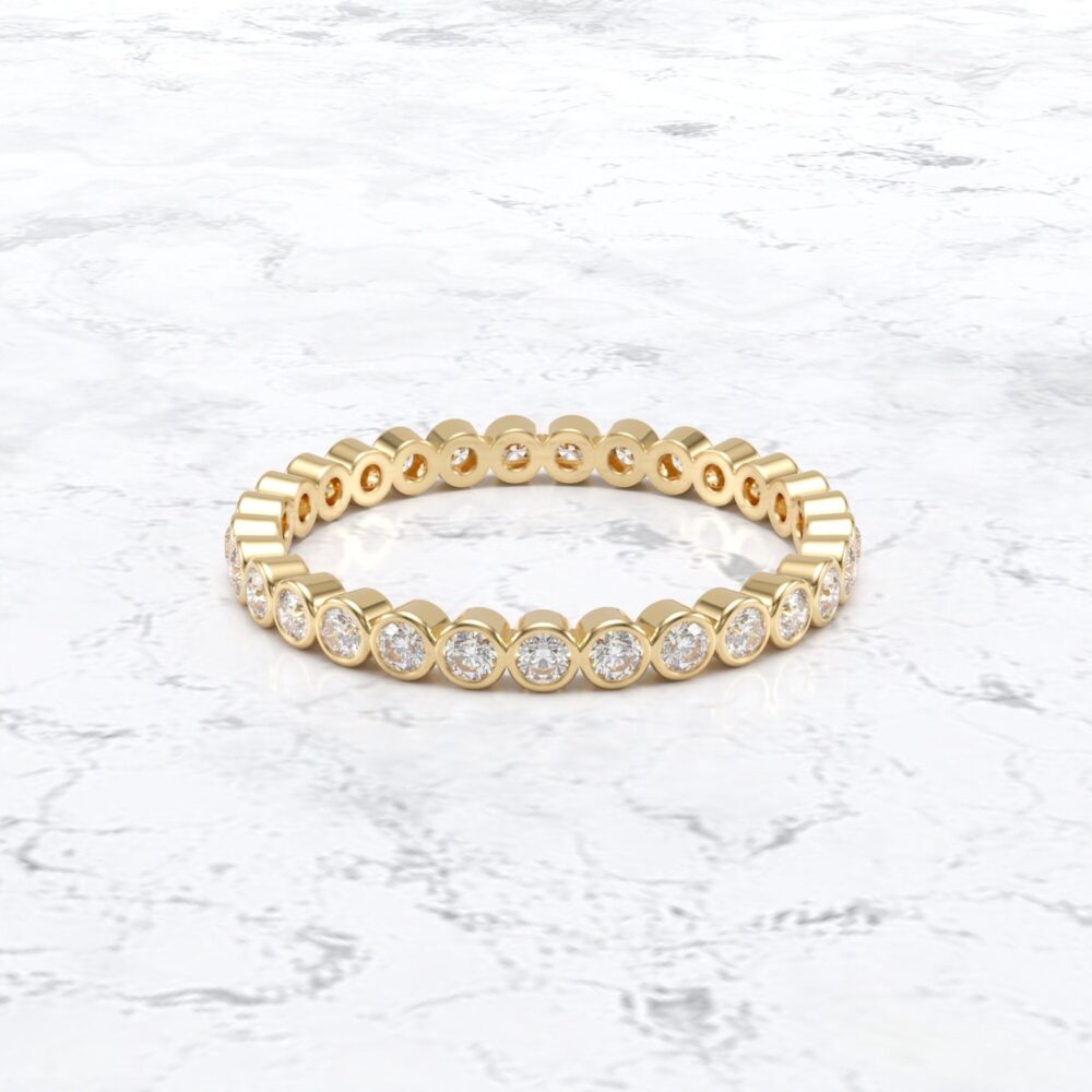 Eternity Band Ring Rose Gold/ Diamond Yellow White Wedding Ring/ Bridal