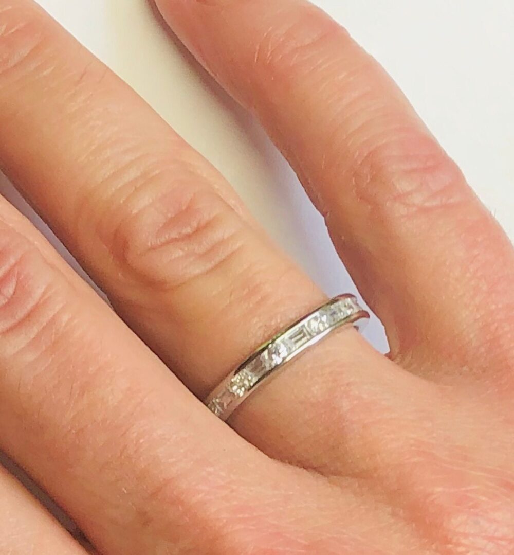 sterling Silver Eternity Band Ring Baguette & Round Cz Bridal Ring