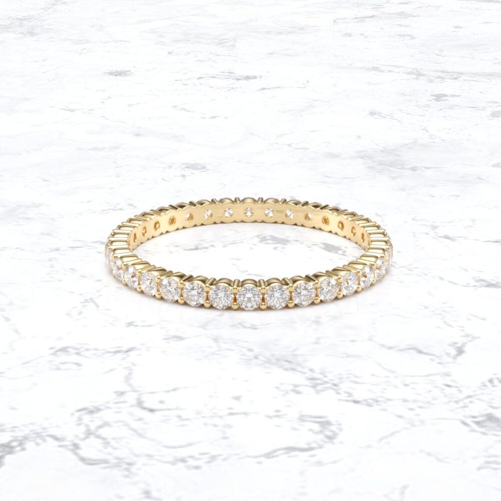 Eternity Band Ring Rose Gold/ Diamond Yellow White Wedding Ring/ Bridal