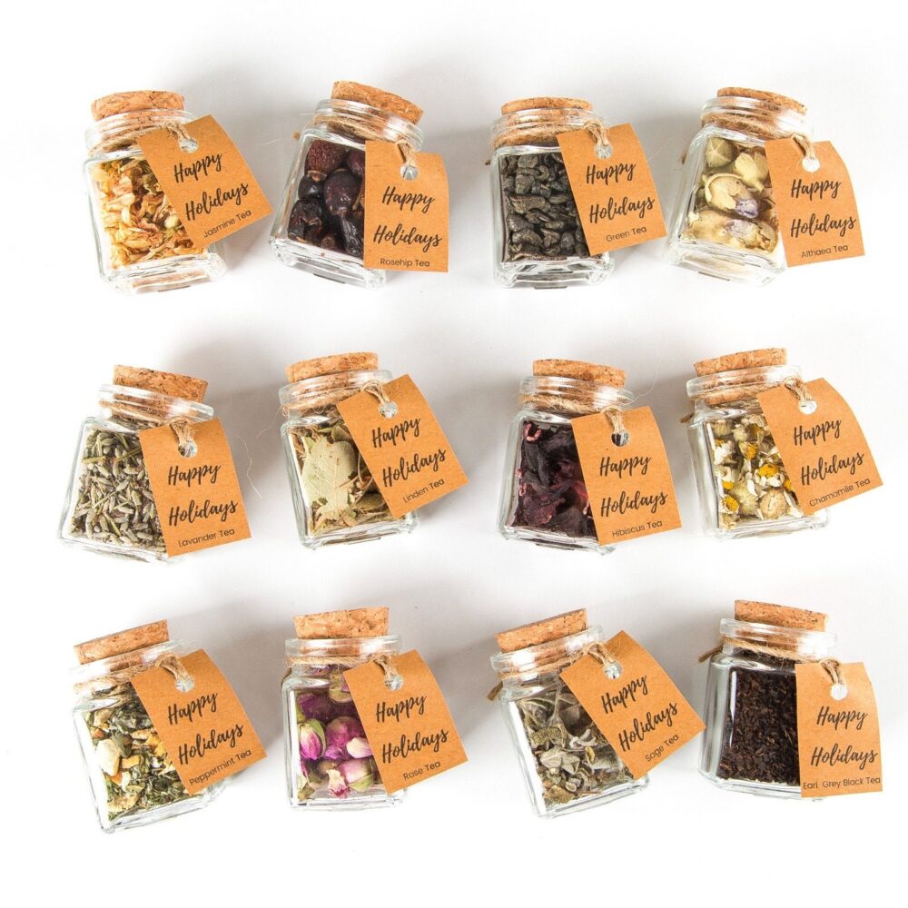 Herbal Organic Tea Favors Favors in Glass Jar, Wedding Favors, Party Shower Edible Bulk