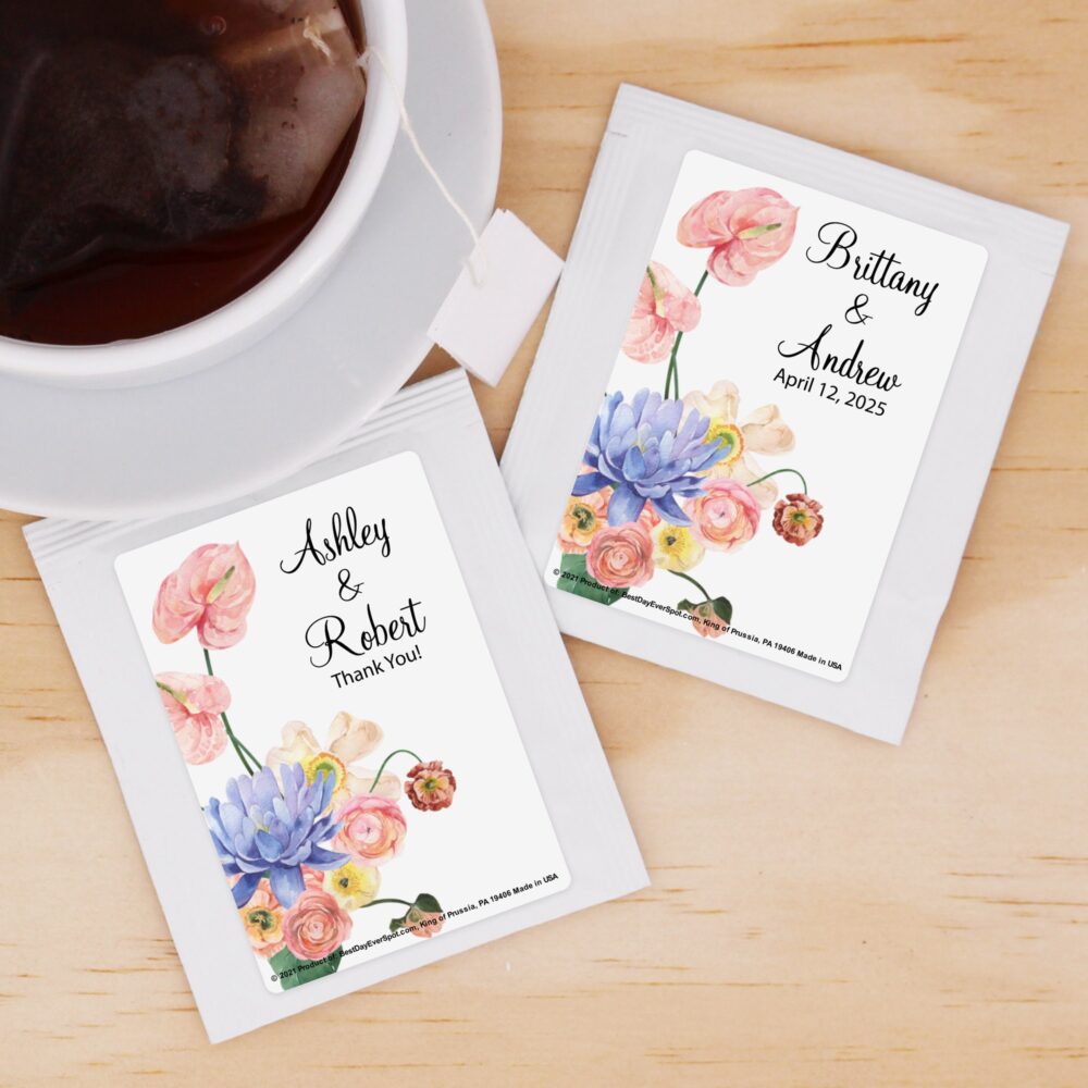 Floral Bouquet Wedding Favors, Bridal Shower Tea Party Favor, Favor Tea, Favors - Set Of 30