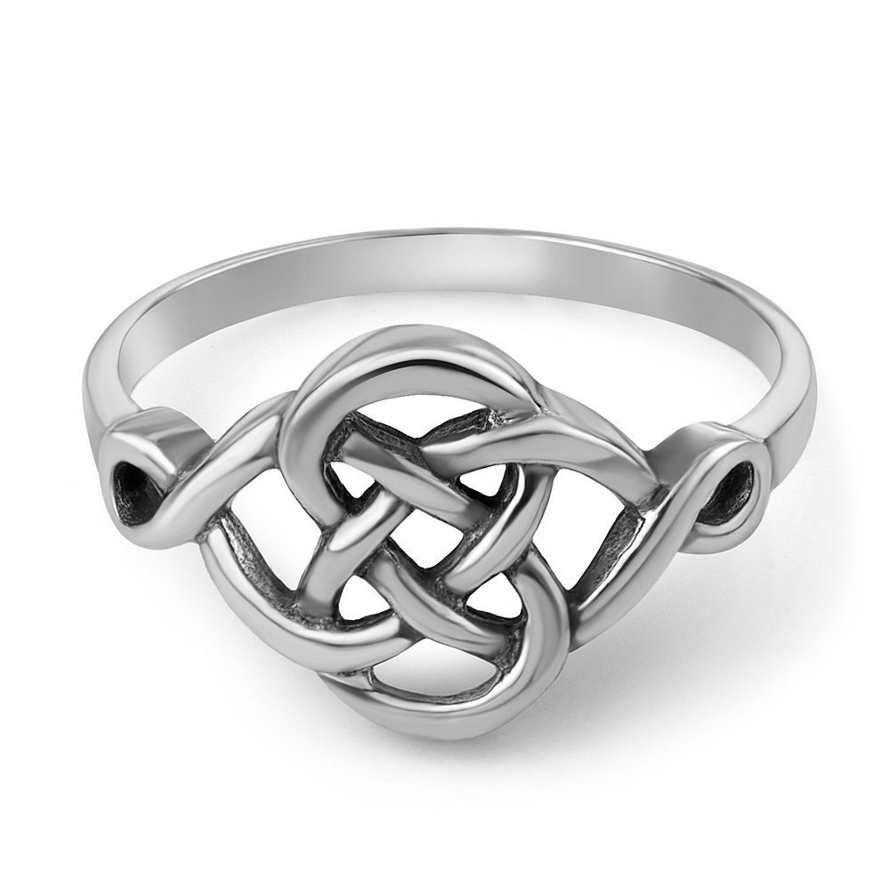 Suvani 925 Sterling Silver Woven Celtic Love Knot Irish Cut Out Infinity Band Ring Unisex, Size Variations