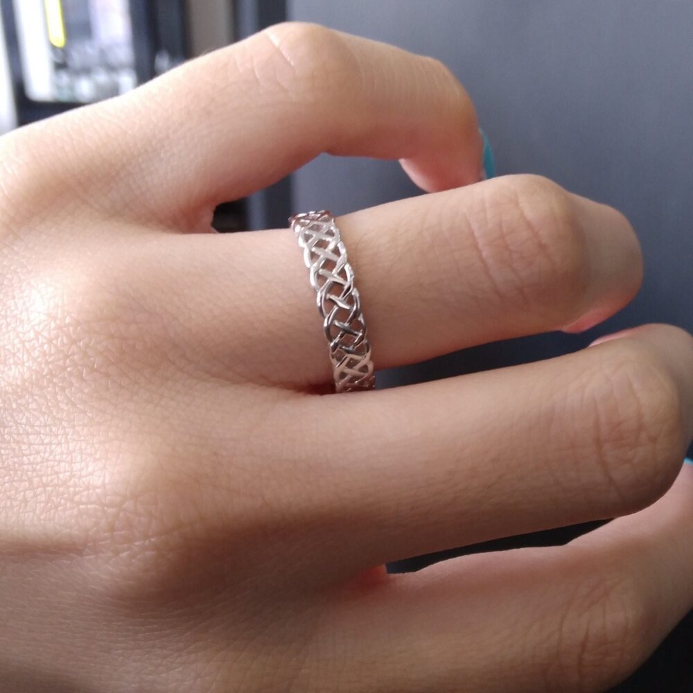 sterling Silver Infinity Band Ring Dainty Rhodium Plated | 4mm