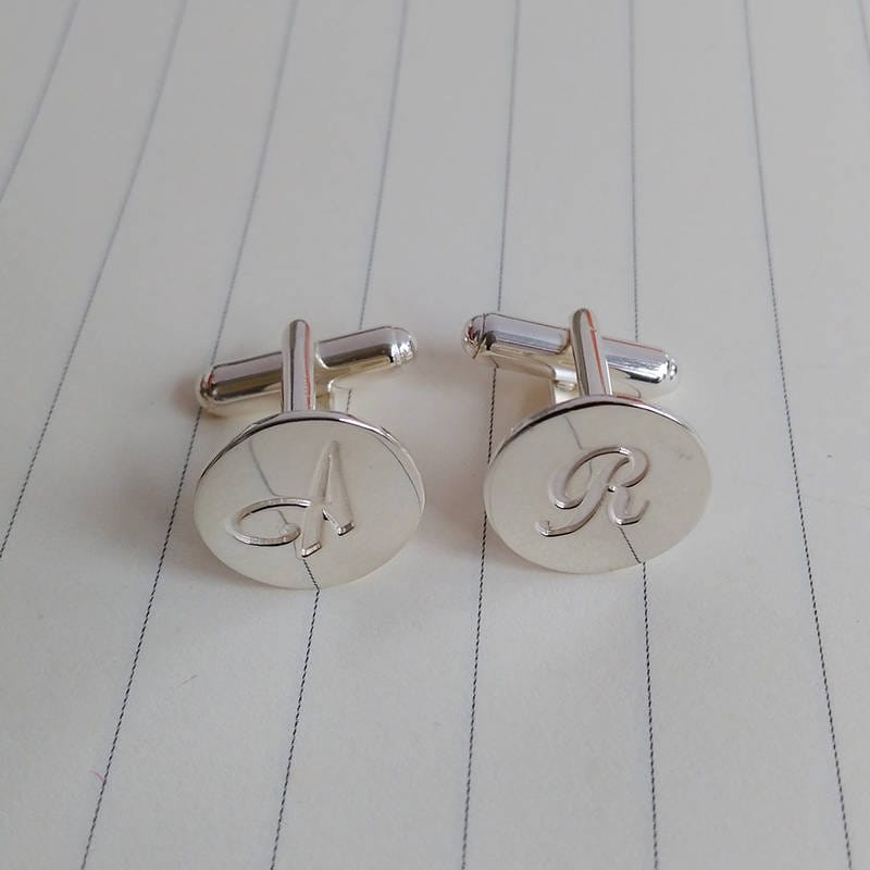 Groom Wedding Cufflinks, One Letter Cufflinks, Personalized Single Initials Cufflinks, Custom Cufflinks, Groom Gift From Bride