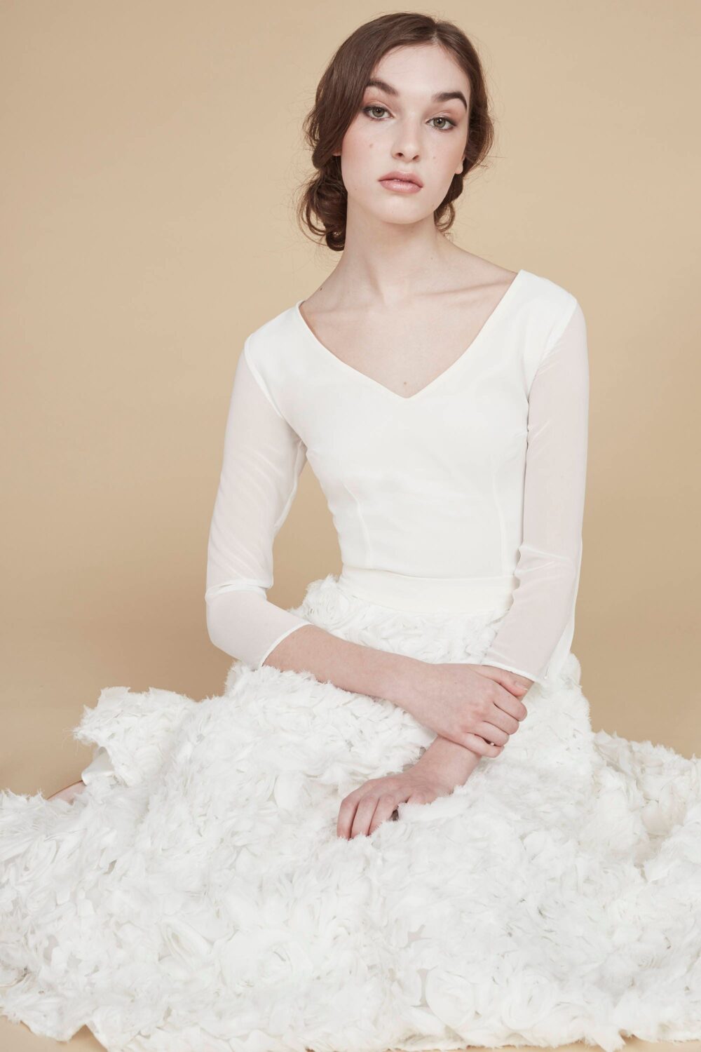 Je T'aime Je Bridal V Neck Chiffon Top