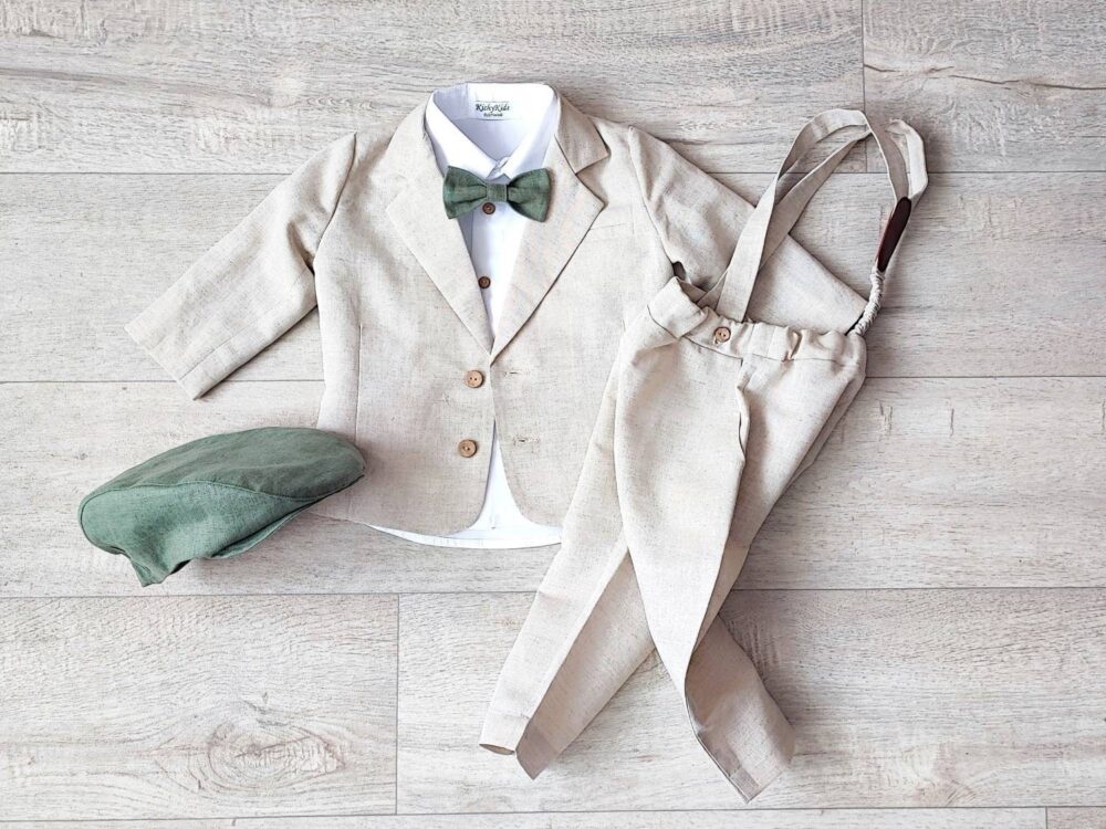 Page Boy Beige Suit A, Ring Bearer Jacket Outfit, Kids Set