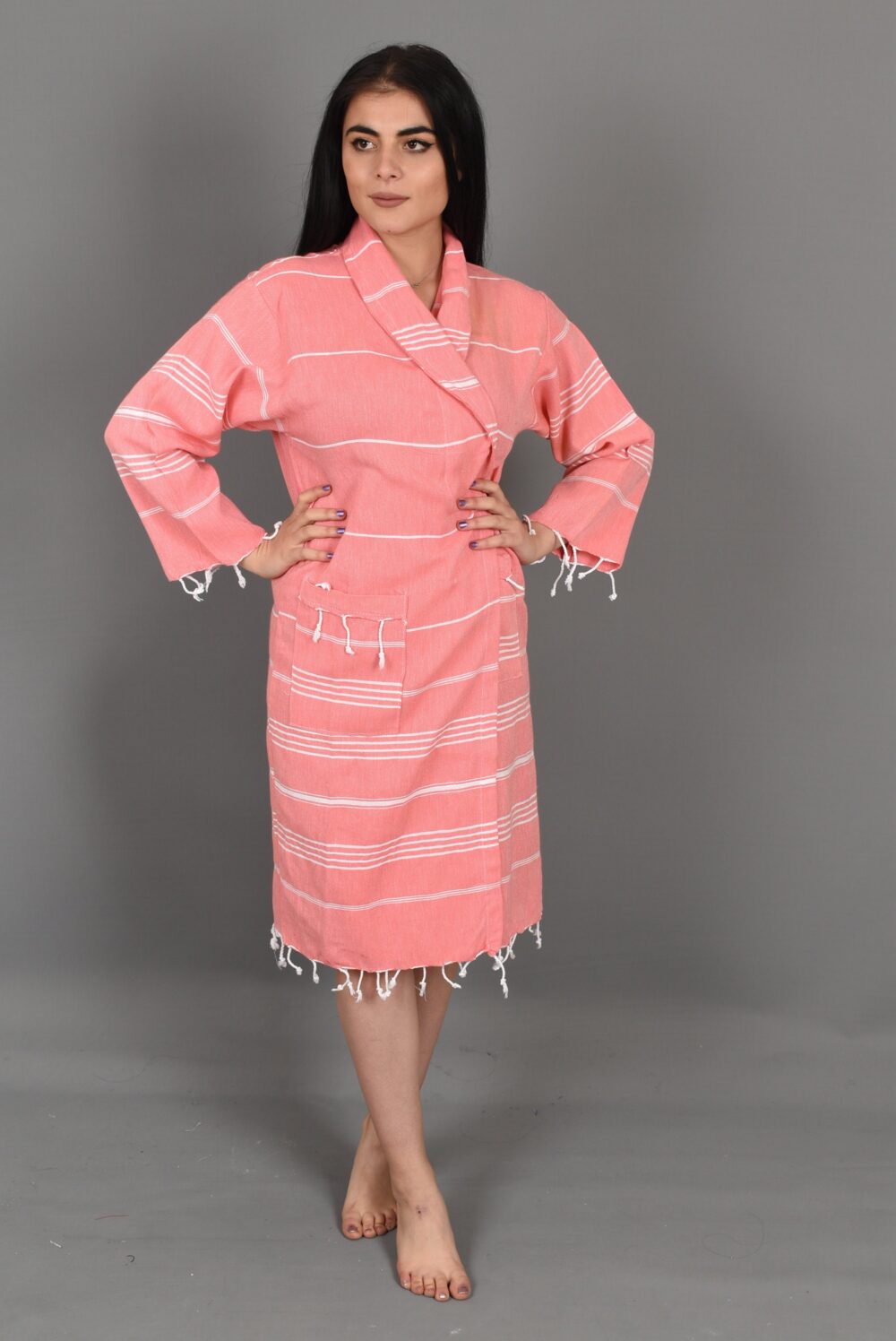 Spa Cotton Robes Wedding Bathrobes Pink Turkish Towel Bathrobe Dressing Gown Beach Cloth Gift Kimonos