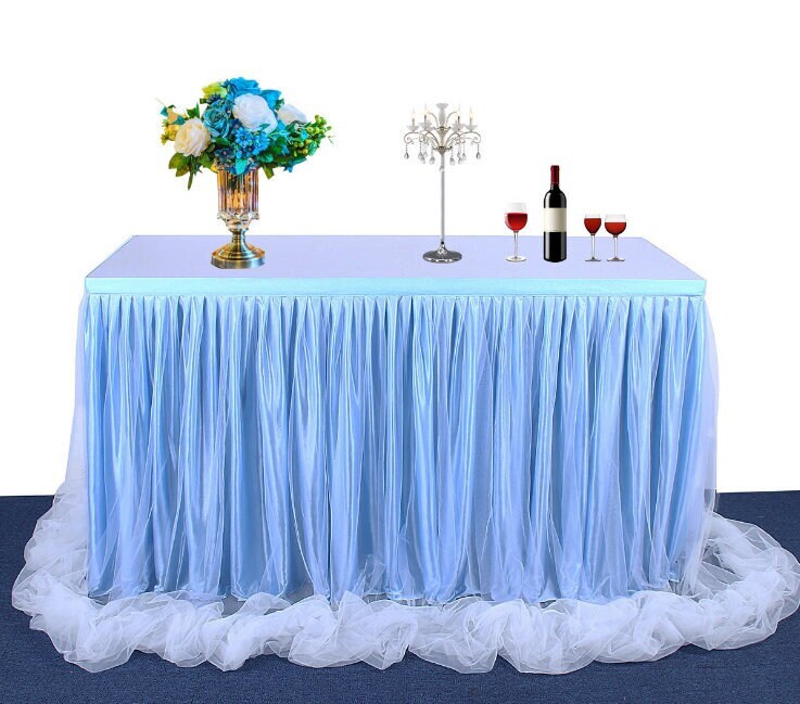 Tulle Table Skirt Ruffle Tablecloth For Party, Wedding, Baby Shower
