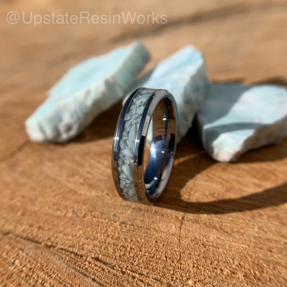 Real Larimar Ring, Band, For Him, Larimar Her, Vow Renewal Wedding Engagement Promise Ring