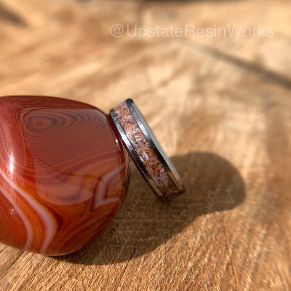 Genuine Red Agate Ring, Band, Banded Agate, Gemstone Rings, Mens Womans Wedding Engagement Vow Renewal
