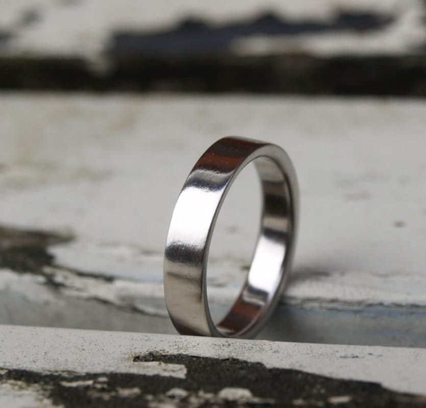 4mm Platinum Flat Wedding Band Comfort Fit